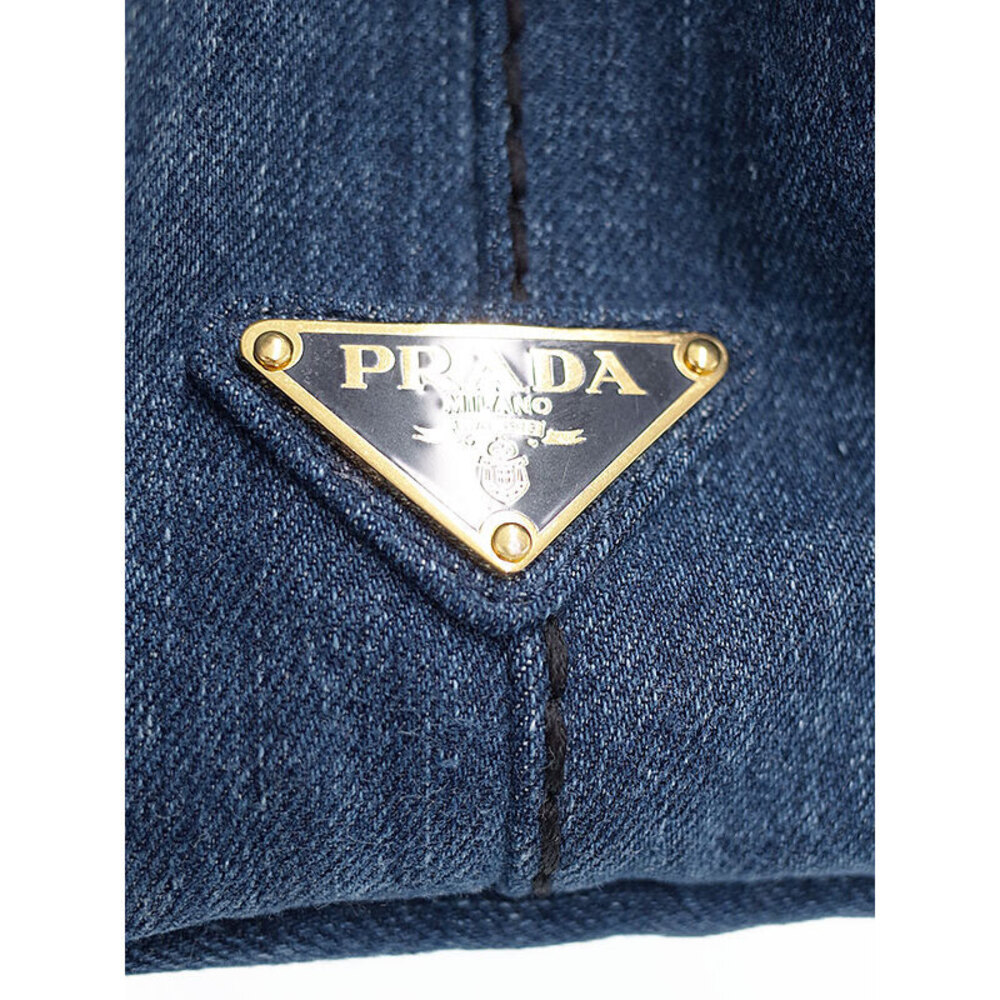 Prada Canapa Convertible 2way Tote Shoulder Bag Denim Blue - Picture 6 of 9